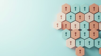 Wall Mural - a multi factor authentication process visualized as a series of locked gates, with each authenticati