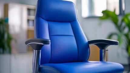 Wall Mural - Modern Blue Leather Office Chair in Bright Room