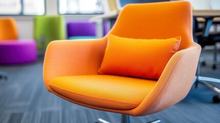 Canvas Print - Modern Orange Office Chair with Patterned Seat