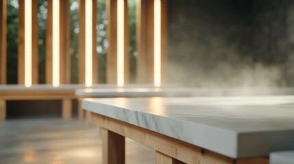 Wall Mural - Marble table in modern minimalist space