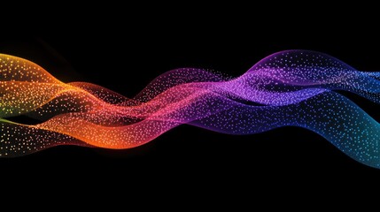 Abstract wave of colorful digital particles flowing in a dynamic pattern, illustrating modern technology and energy in a vibrant, futuristic design