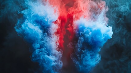Poster - Blue and red smoke colliding, abstract background, artistic concept, design, creative