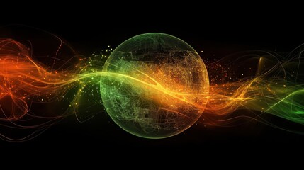 Wall Mural - Abstract Digital World with Colorful Light Trails in Space