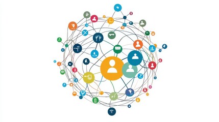 Colorful Social Network Connections and Digital Communication Concepts