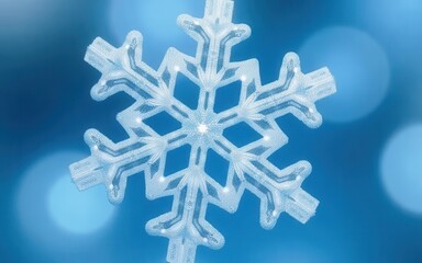 Wall Mural - Beautiful Detailed Snowflake on a Soft Blue Background