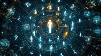 Wall Mural - Human Connection and Digital Interaction in a Networked Universe