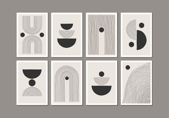 Wall Mural - Trendy set of abstract creative minimal artistic hand sketched compositions