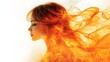 © Bussakon - Silhouetted Woman s Hair Transforming into Captivating Abstract Patterns on Clean White Background