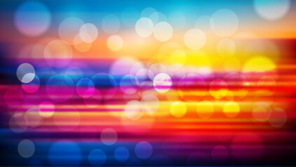 Wall Mural - colorful bokeh. abstract festive blurred background. bright defocused glowing lights effect. graphic