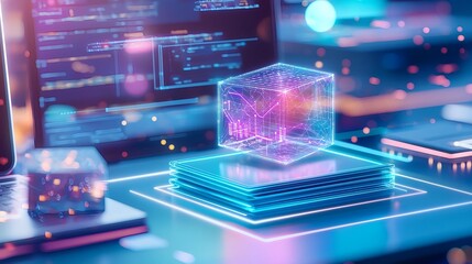 Quantum Computing Technology: Abstract Digital Cube on Server Stack