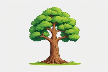 Wall Mural - illustration of a tree with green leaves on a white background