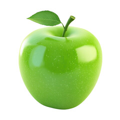 Sticker - Fresh Green Apple with Leaf on Transparent Background for Healthy Living