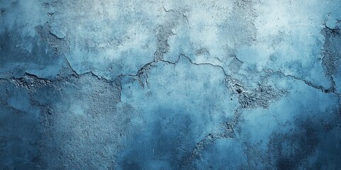Aufkleber - Blue textured concrete wall with cracks, detailing a mix of light and dark shades, creating a gritty, urban ambiance. Ideal for backgrounds.