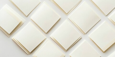Poster - Blank squared notepad pages arranged in a grid pattern, with beige sticky tape holding them down, set against a light background for a clean look.