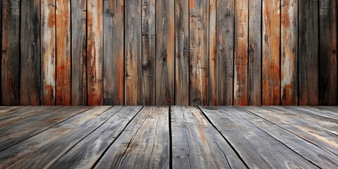 Aufkleber - Weathered wooden backdrop featuring dark brown and gray tones with vertical planks, creating a rustic atmosphere for photography or design projects.