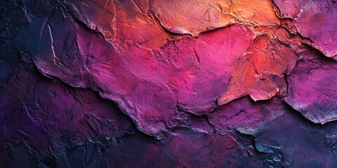 Poster - Vibrant abstract textured wall background with deep purples and fiery oranges blended elegantly creating a dynamic wallpaper design.