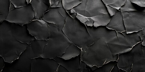 Poster - Dark textured background featuring crumpled and peeling black paper with subtle shades of gray, creating a rugged and distressed visual effect.