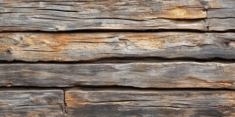 Wall Mural - Weathered brown wooden planks create a textured background with eroded surfaces positioned horizontally, featuring shades of brown and gray tones.