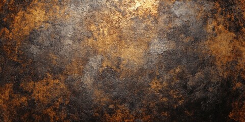 Poster - Rustic metallic abstract background featuring deep brown, gold, and gray textures; a rugged surface with intricate patterns for an edgy appearance.