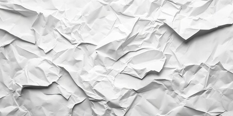 Fototapete - Crumpled white paper texture background with varied folds and creases positioned throughout the image creating a dynamic, abstract design.