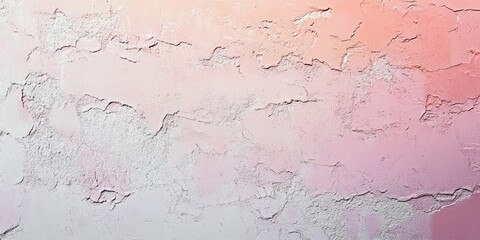 Fototapete - Textured wall with white and light pink gradient; cracks and rough patches create a distressed look; subtle orange undertones enhance the warm atmosphere.