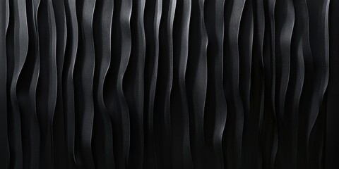 Aufkleber - Elegant black background with vertical wavy lines creating a textured pattern, featuring a large empty space on the right for copy space.