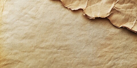 Poster - Vintage textured background of light brown vegetable fiber paper with frayed edges positioned at the top left for a rustic look.