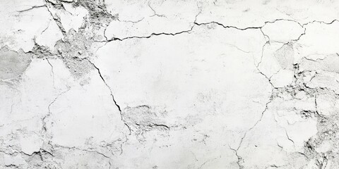 Fototapete - Cracked white concrete wall texture with subtle gray tones showcasing aged and weathered surface, ideal for backgrounds or design projects.