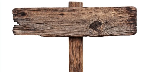 Leinwandbilder - Rustic aged wooden sign with natural texture displayed upright against a bright white background providing ample blank space for text or graphics.