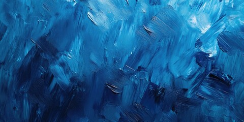 Leinwandbilder - Rich blue oil paint texture with layered brush strokes, showcasing various shades of blue, creating a vibrant and painterly background.