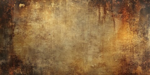 Poster - Worn aged brown background with rusty textures featuring dark brown and gold hues blending seamlessly throughout the image for a vintage aesthetic