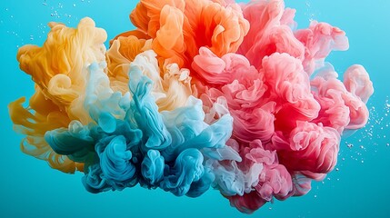 Poster - Colorful liquid paint dissolving in water, creating vibrant, abstract backgrounds for art