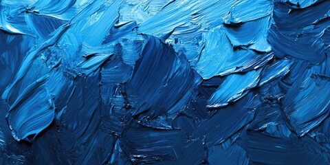 Leinwandbilder - Blue oil paint texture background displaying rich deep blue hues with thick brush strokes creating a dynamic painterly style composition.