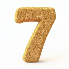 Sticker - Number 7 made of fine golden sand with soft flowing edges isolated on a clean white background