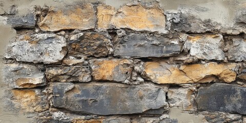 Aufkleber - Ancient stone wall background with textured gray and brown hues prominently displayed, showcasing unique weathered characteristics and layers.