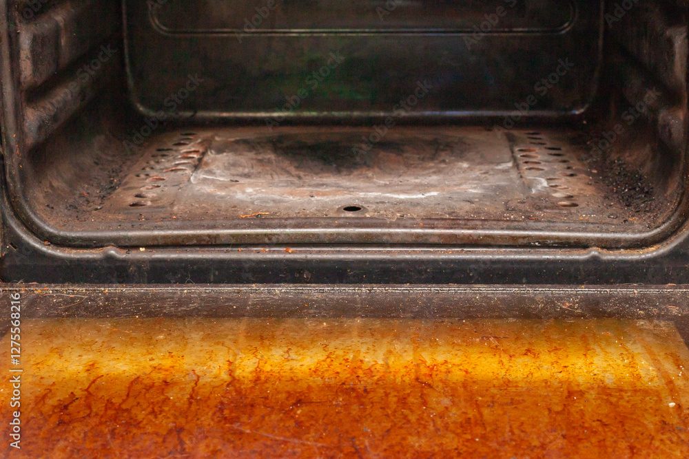 the texture and structure of fat and dirt on a long-unwashed stove and ...