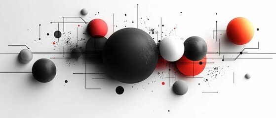 Poster - Abstract spheres network design red black white