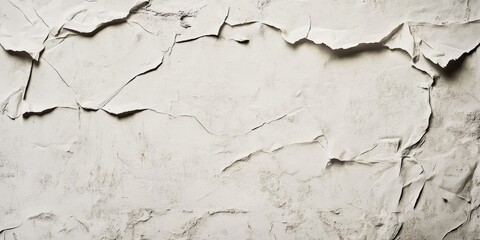 Fototapete - Textured beige wall with irregular creases and cracks, showcasing a rough surface for artistic applications, centered composition on light background.