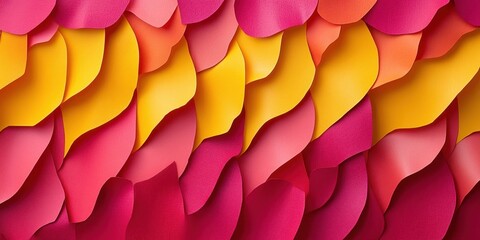 Fototapete - Colorful paper texture background featuring wavy patterns in vibrant fuchsia and yellow shades with soft gradients creating a lively atmosphere.