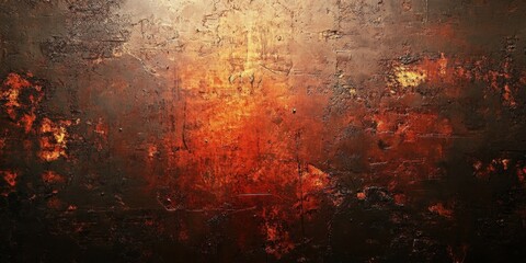 Wall Mural - Rustic abstract background featuring a rugged metallic texture in deep reds and blacks with a coarse quality, exhibiting a grungy aesthetic.