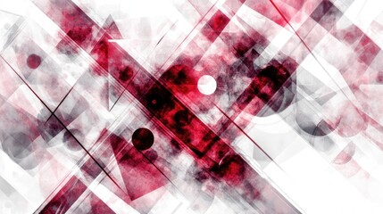 Wall Mural - abstract red and white geometric background with dynamic shapes