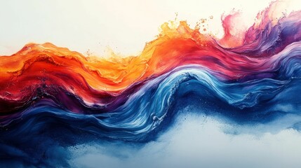 Canvas Print - Abstract fiery blue waves paint texture