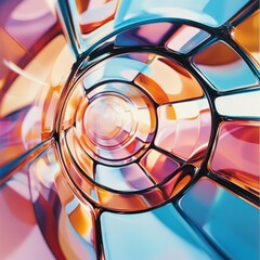 Poster - Abstract Colorful Tunnel Design Shiny Glass Panels and Vivid Hues