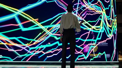 Leinwandbilder - Interactive art installation engages viewers with vibrant visual patterns in a modern urban space