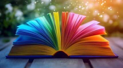 Wall Mural - a book with pride rainbow pages