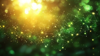 Abstract network graphic, golden light effect, futuristic background, possible use for technology presentation