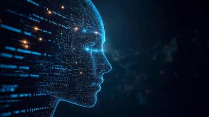 Software developer coding AI algorithms with highlighted lines in a dark workspace during evening hours