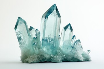 Poster - A cluster of stunning aquamarine crystals, showcasing their translucent beauty and intricate formations.