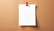© Vera - A single blank sheet of paper pinned to a corkboard, perfect for note paper mockup or branding purposes.