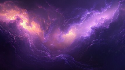 Wall Mural - Mystical deep purple nebula with glowing ethereal light and cosmic texture
